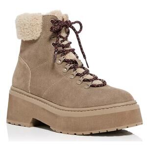 AQUA Women's Thea Lace Up Cold Weather Boots Mushroom 7.5